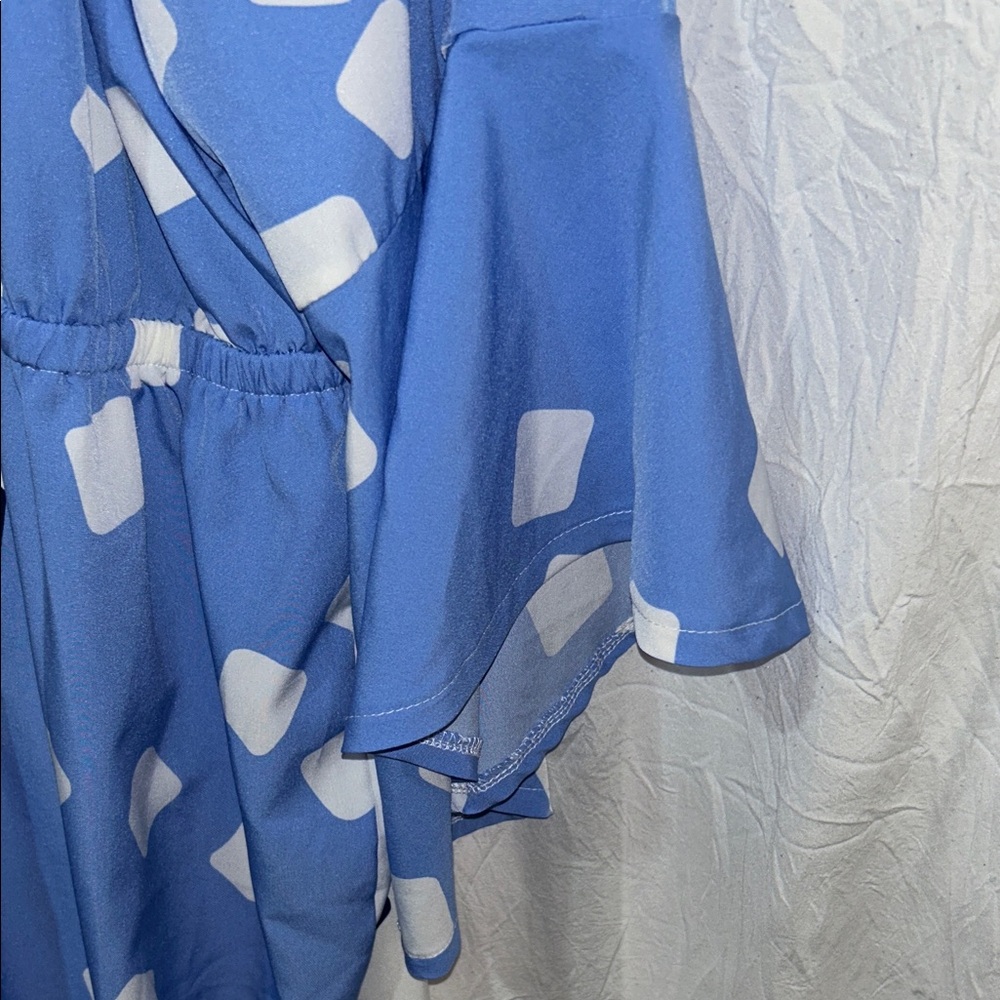 Ashley Stewart Blue & White Geometric Wrap Maxi Dress size 22/24 - Picture 5 of 10